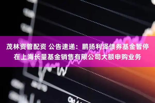 茂林资管配资 公告速递：鹏扬利泽债券基金暂停在上海长量基金销售有限公司大额申购业务